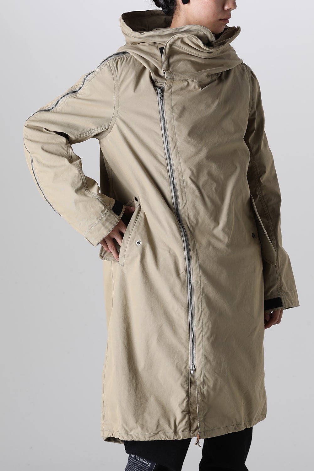 Multi Zip Military Hoodie Coat - Without Patches Beige