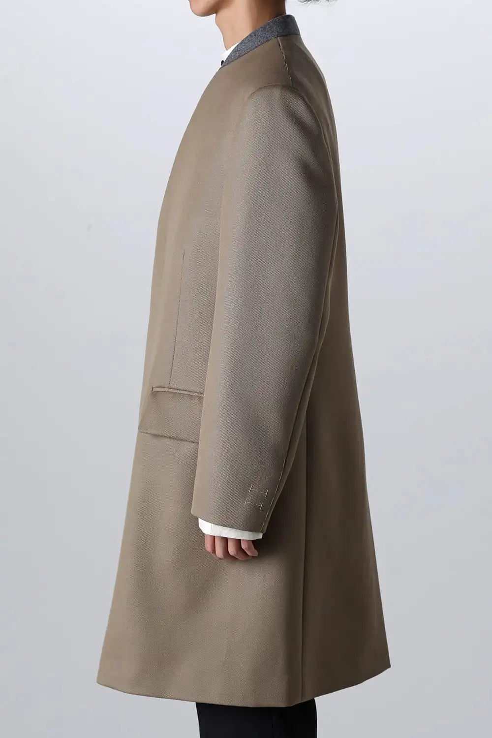 ノーカラーチェスターコートウールキャバリー