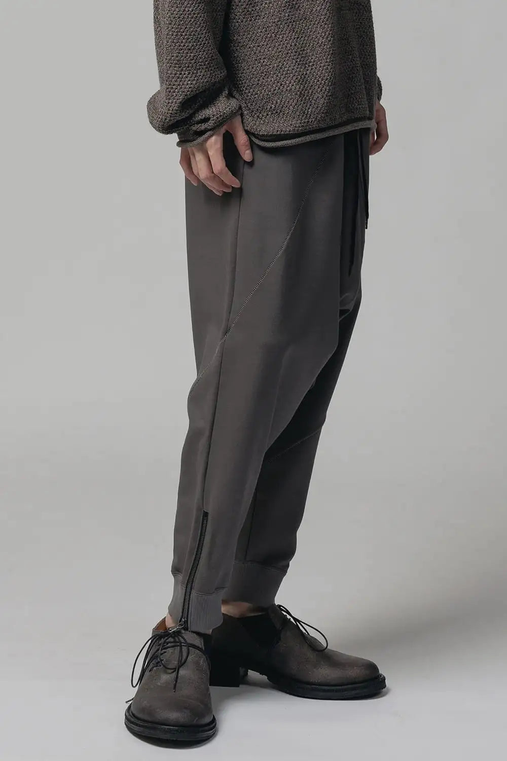 Sweat Drop-Crotch Pants  Gray