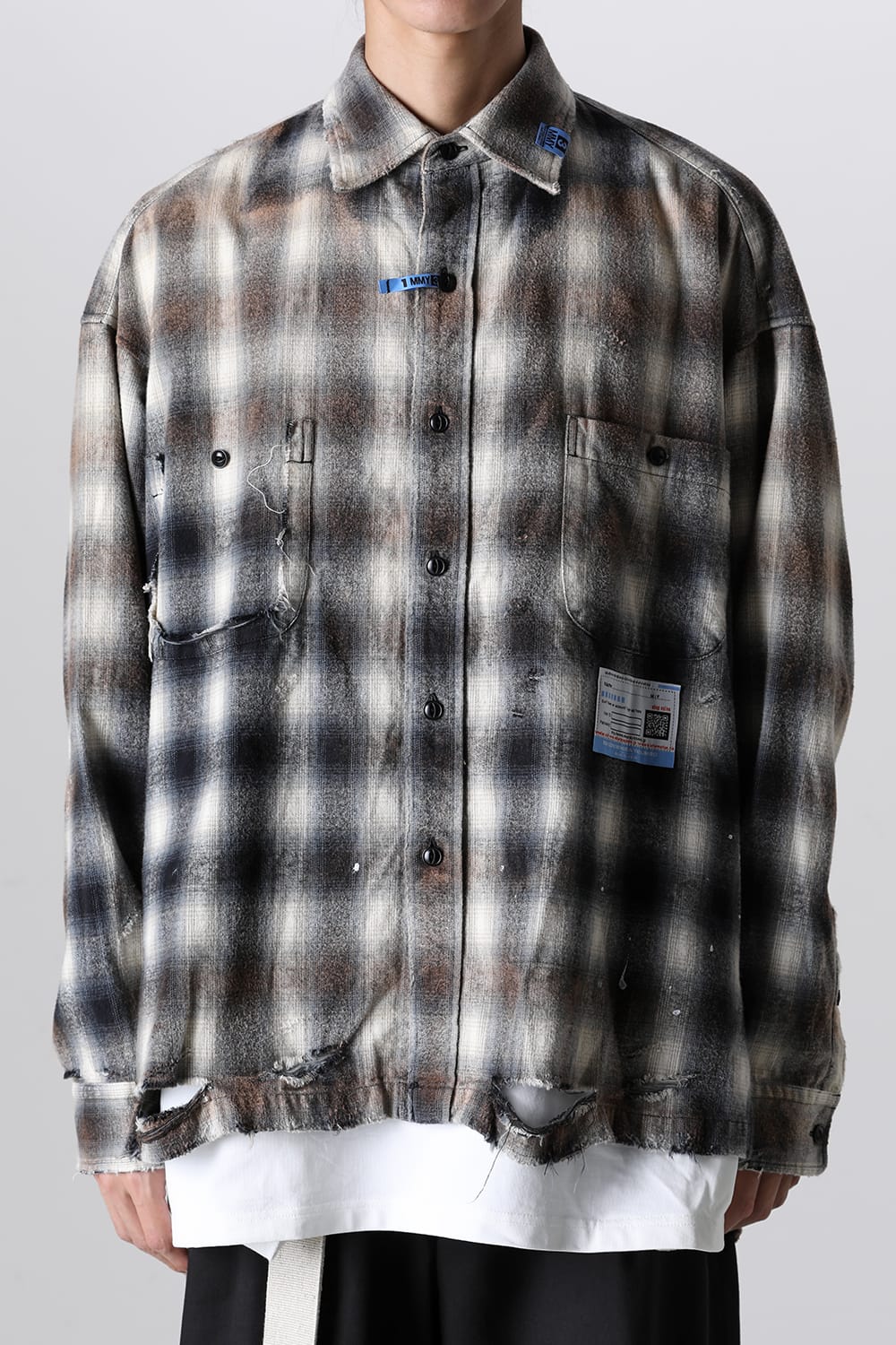 Vintage-Like Check Shirts Black