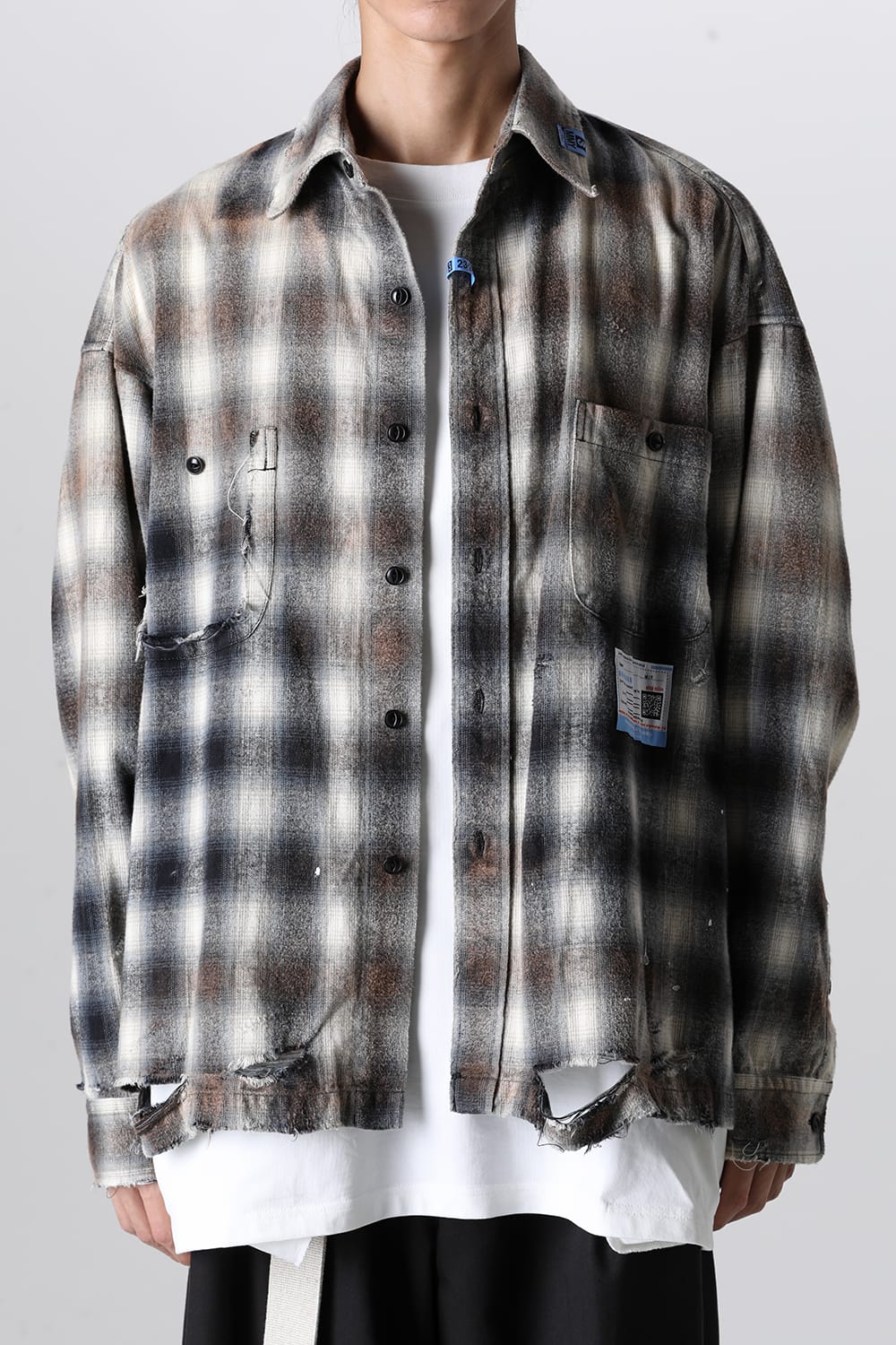 Vintage-Like Check Shirts Black