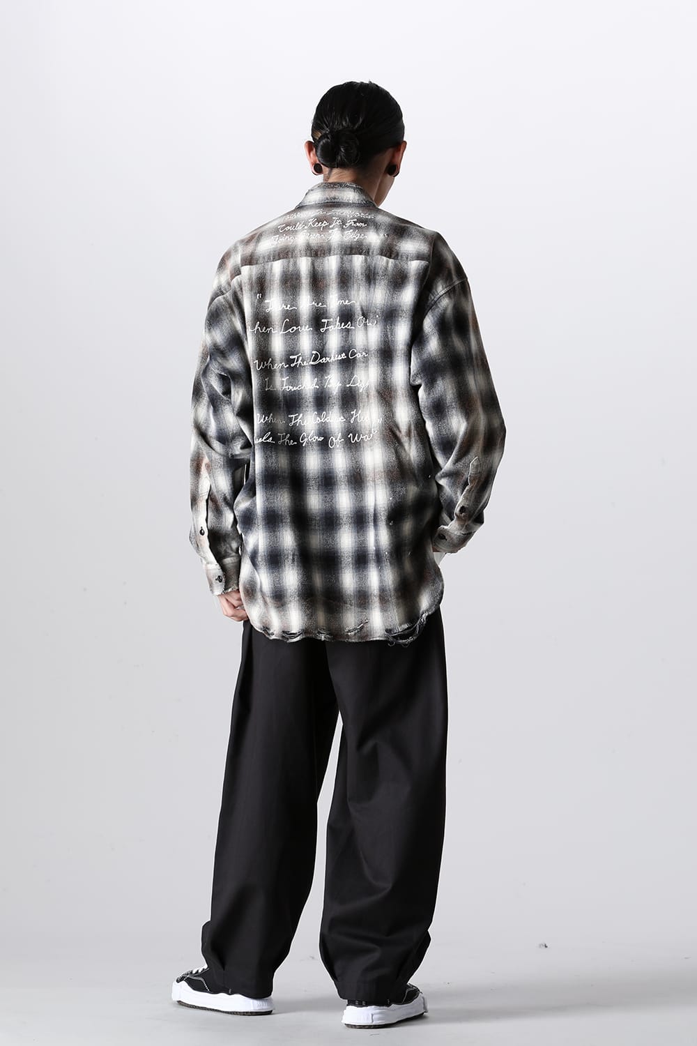 Vintage-Like Check Shirts Black