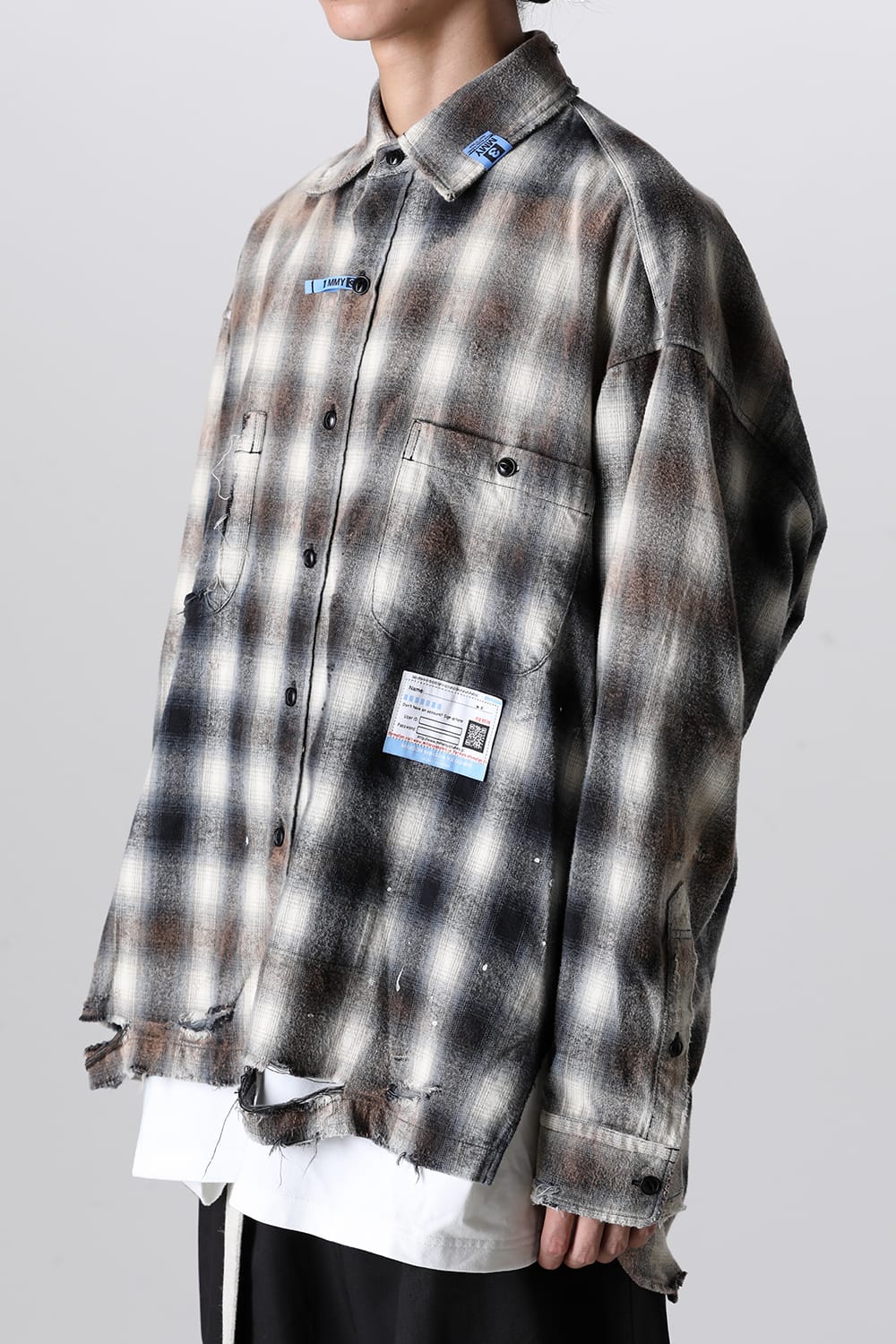 Vintage-Like Check Shirts Black