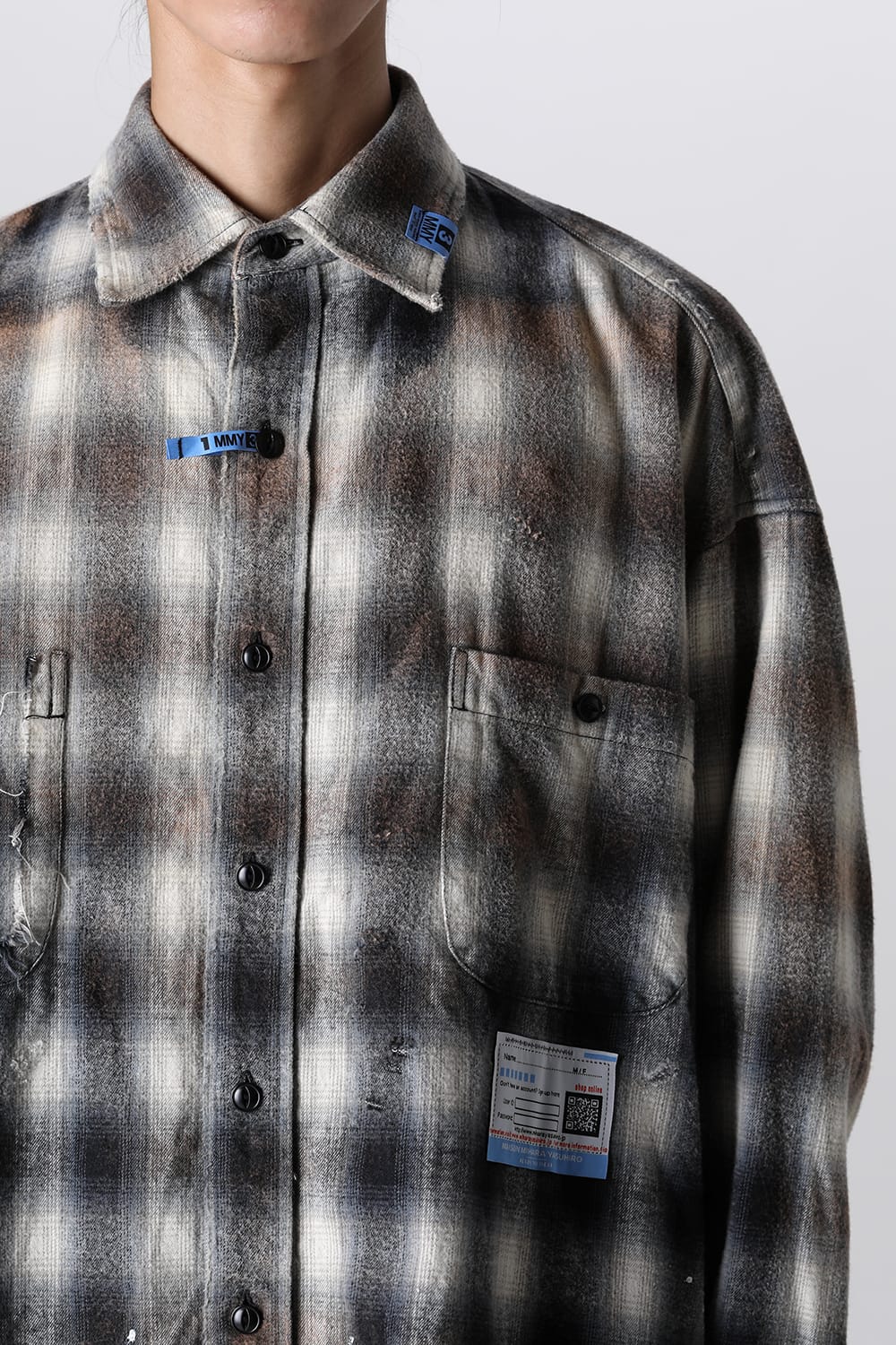 Vintage-Like Check Shirts Black