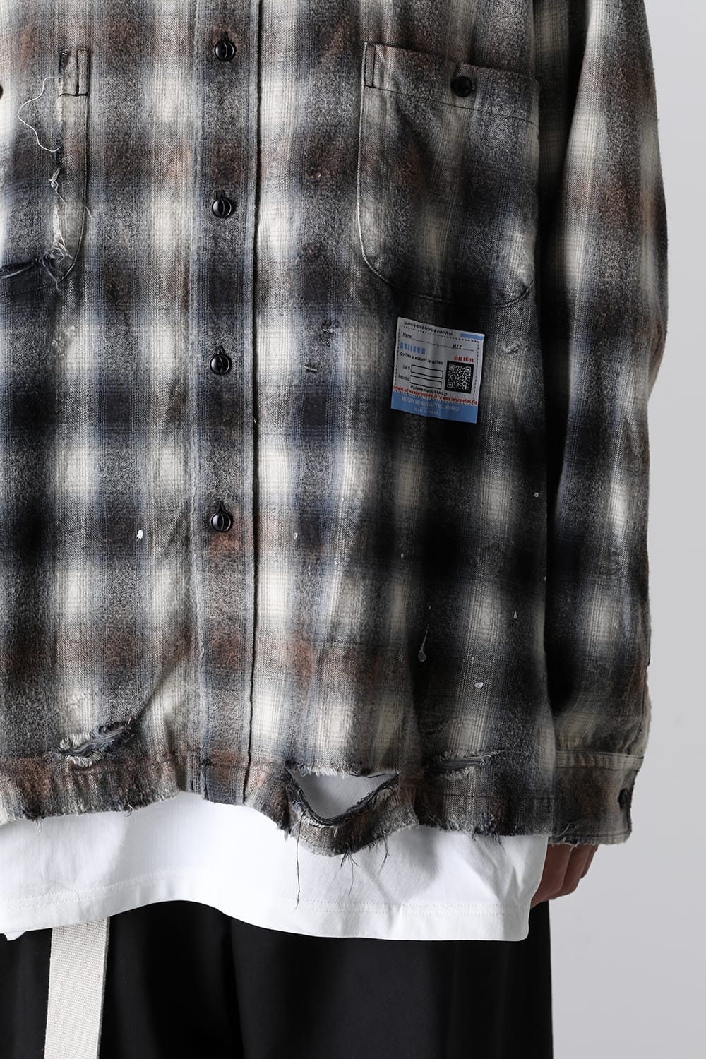 Vintage-Like Check Shirts Black