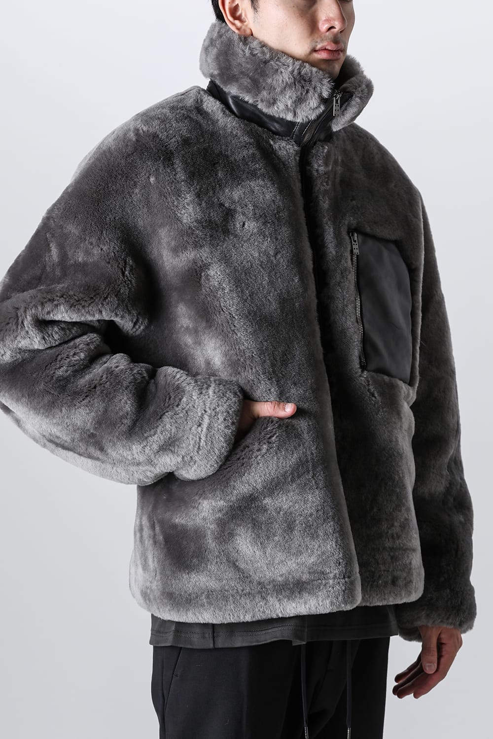 FASCINATE_THE R Limited Mouton Jacket Gray