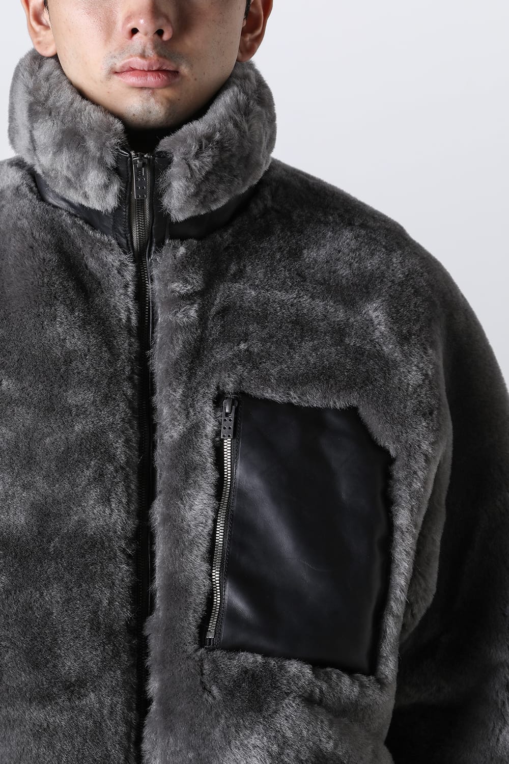 FASCINATE_THE R Limited Mouton Jacket Gray