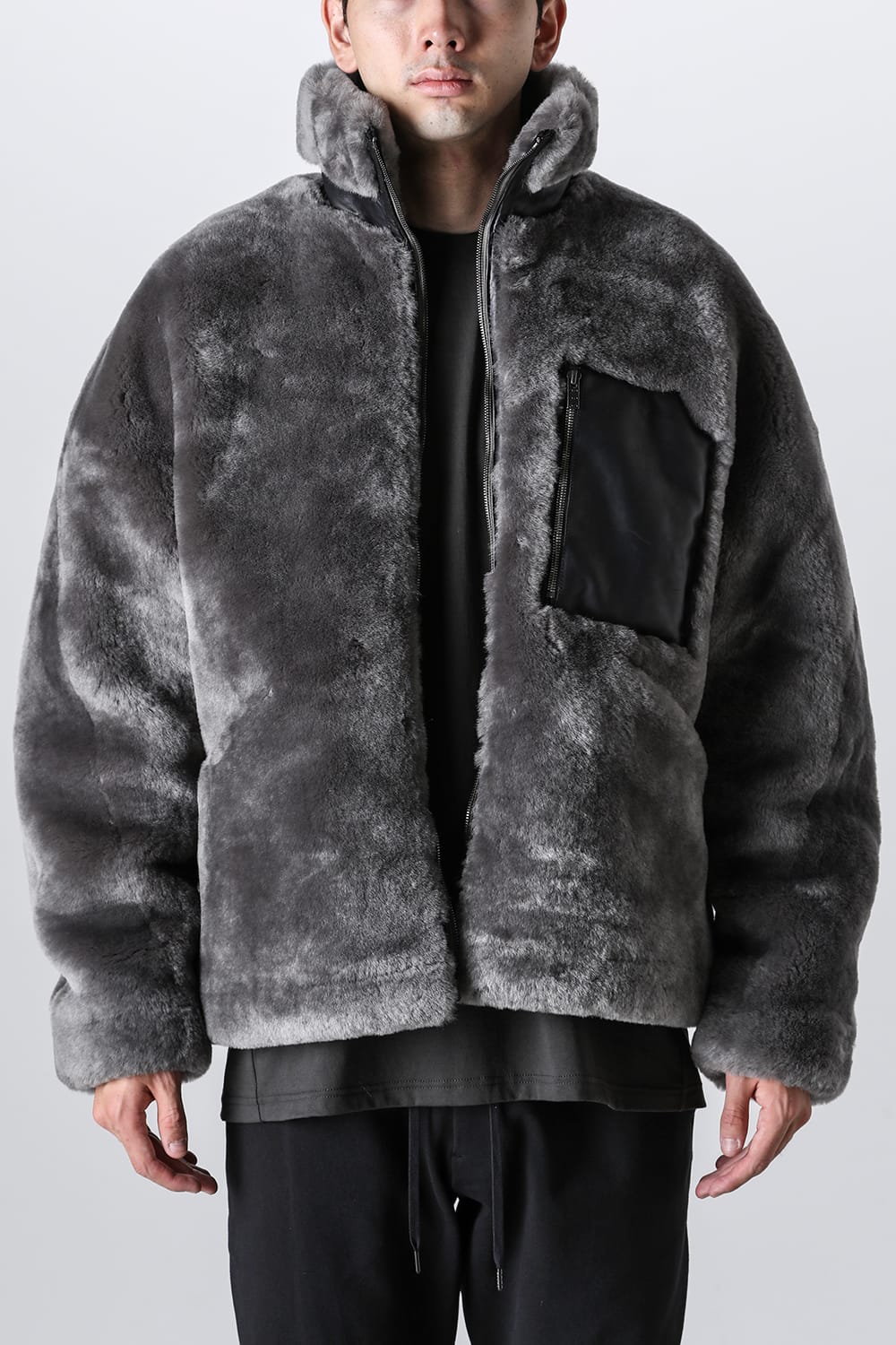 FASCINATE_THE R Limited Mouton Jacket Gray