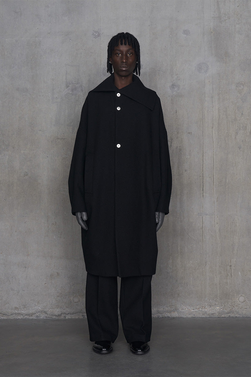 ディストーテッドコクーンコート ドライウールツイル