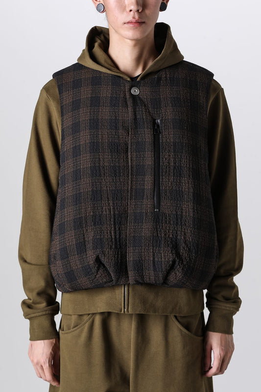 Padded Circle Vest Wool Check