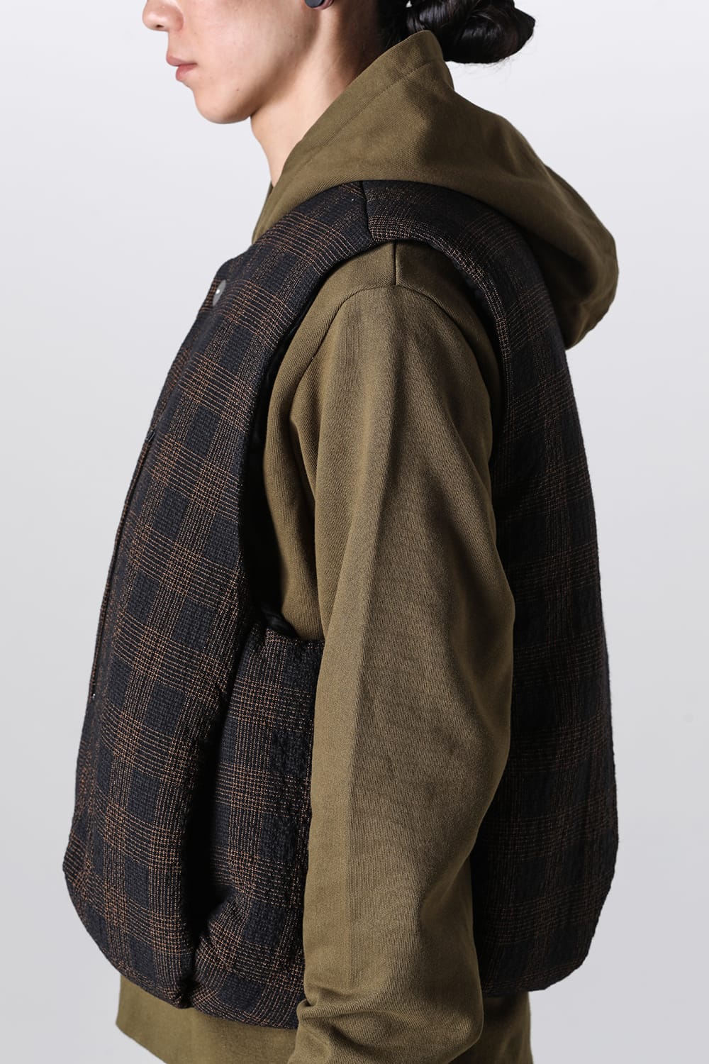 Padded Circle Vest Wool Check