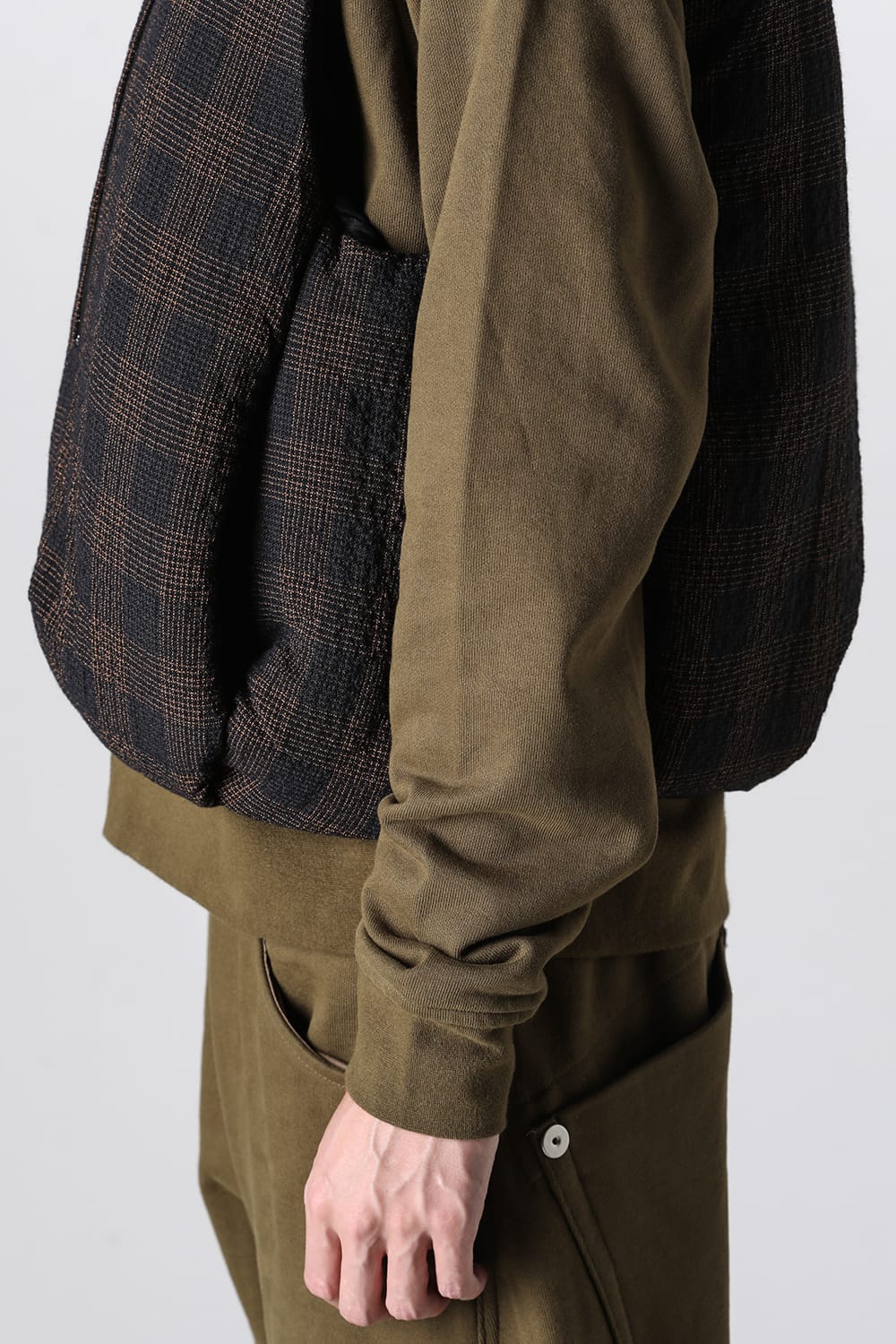 Padded Circle Vest Wool Check