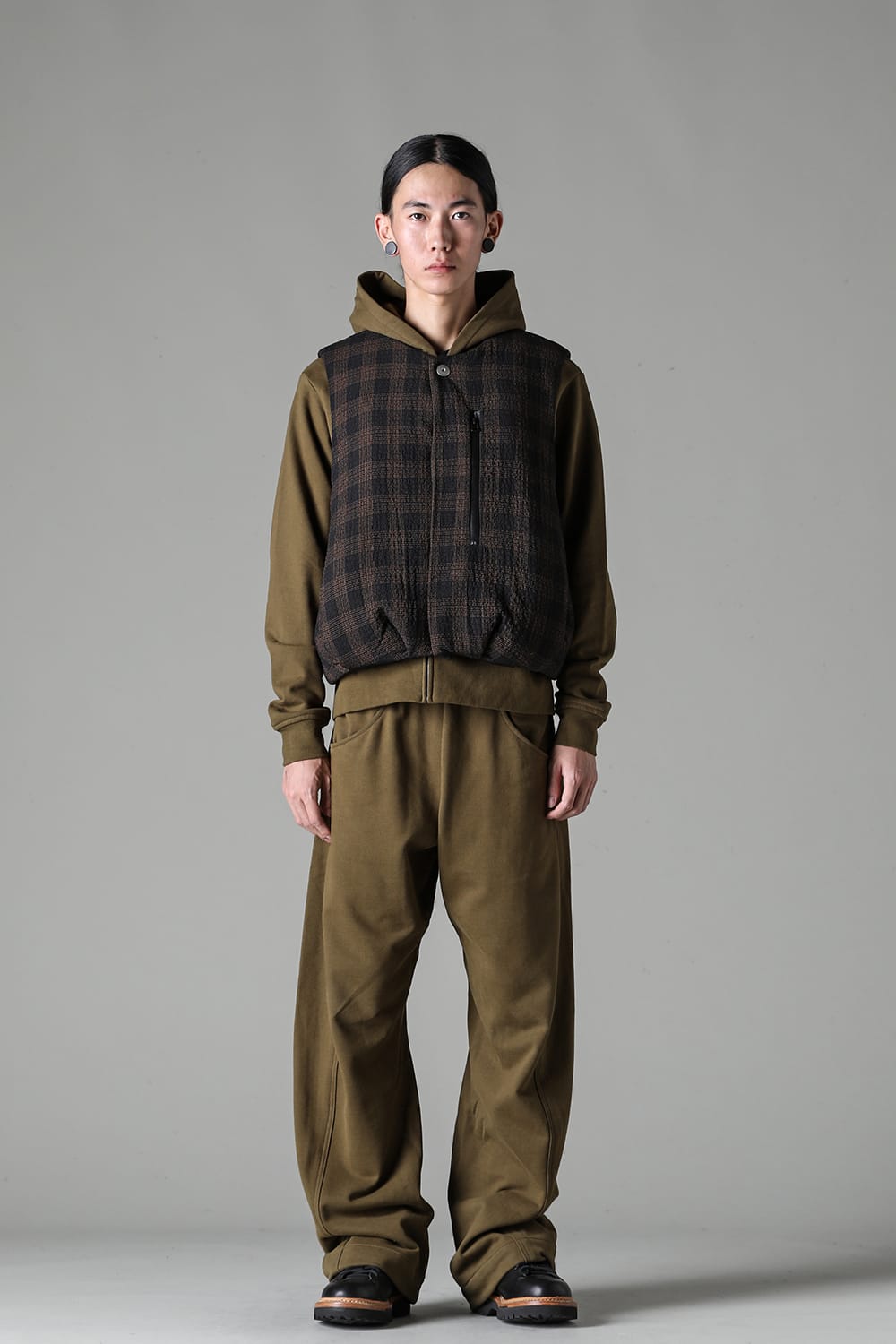 Padded Circle Vest Wool Check