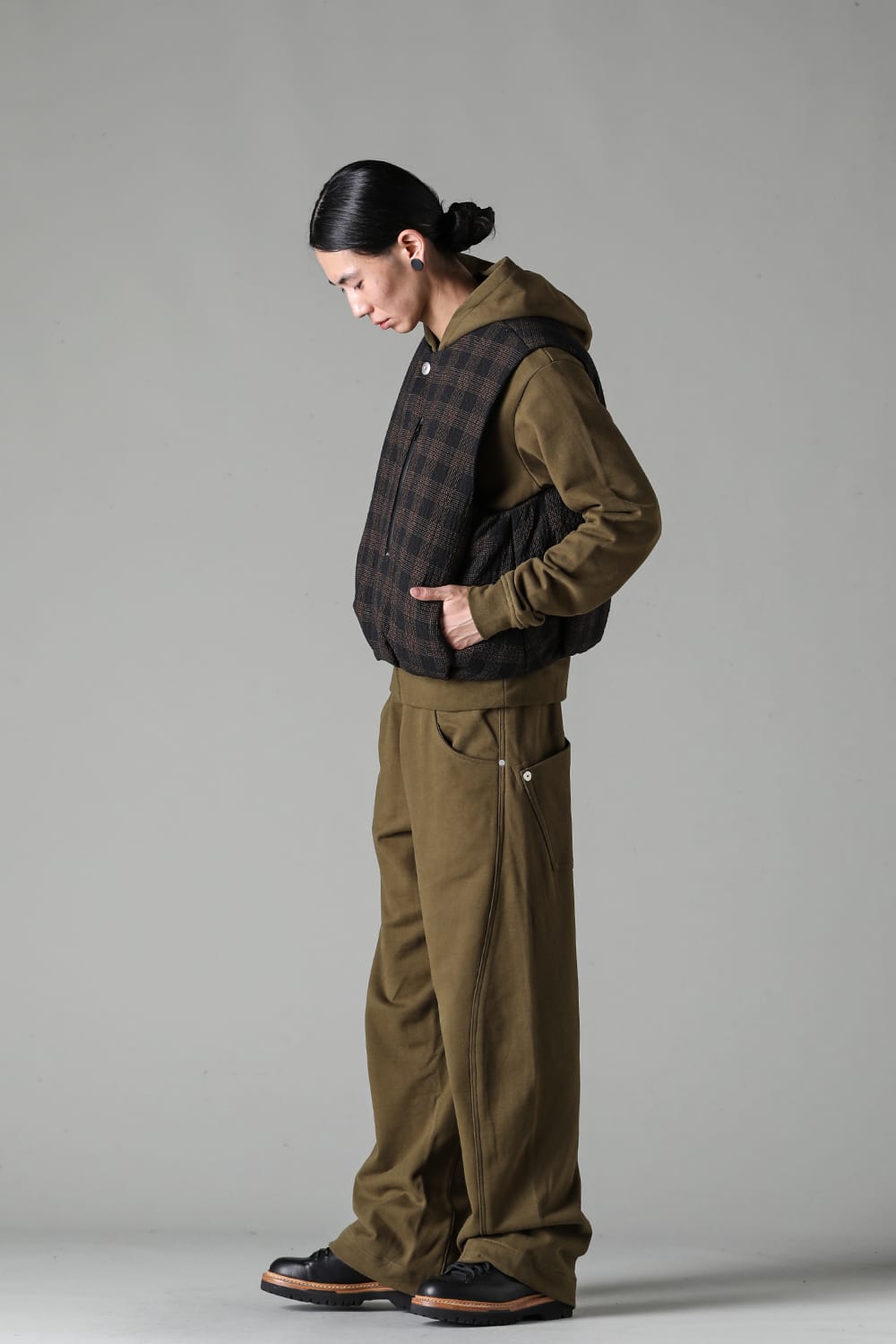 Padded Circle Vest Wool Check