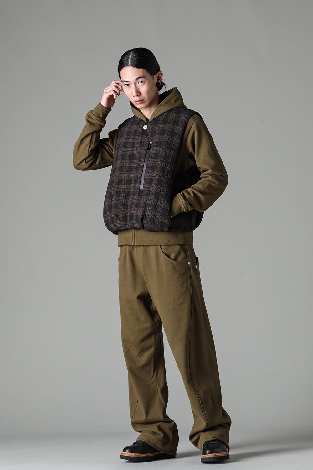 Padded Circle Vest Wool Check