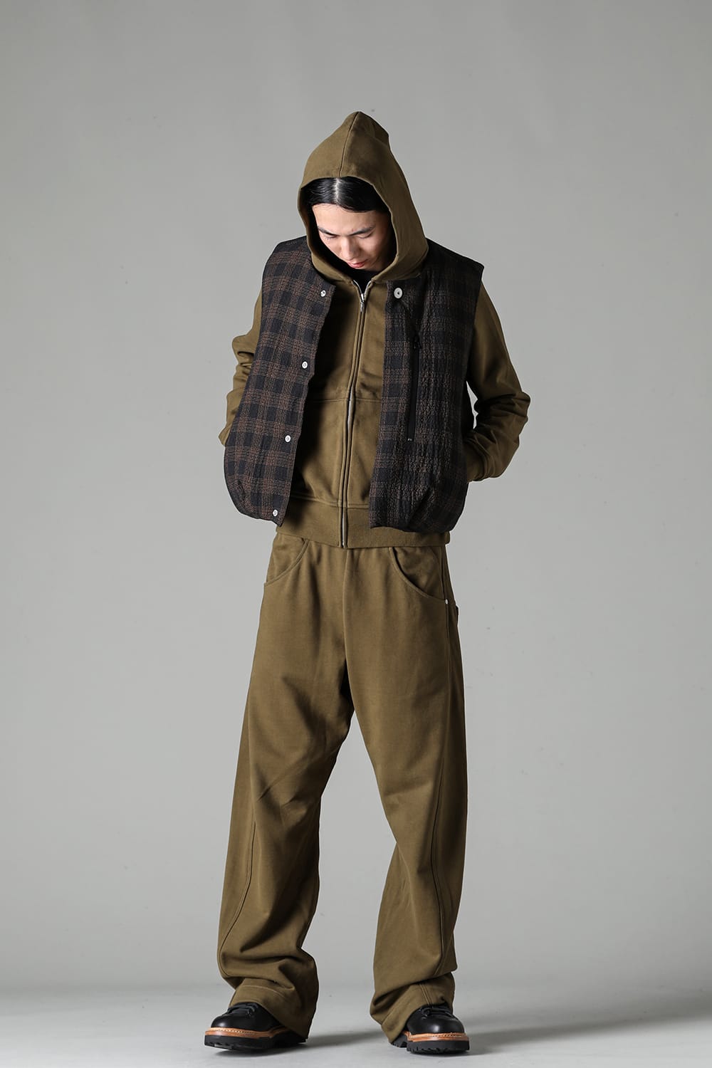 Padded Circle Vest Wool Check