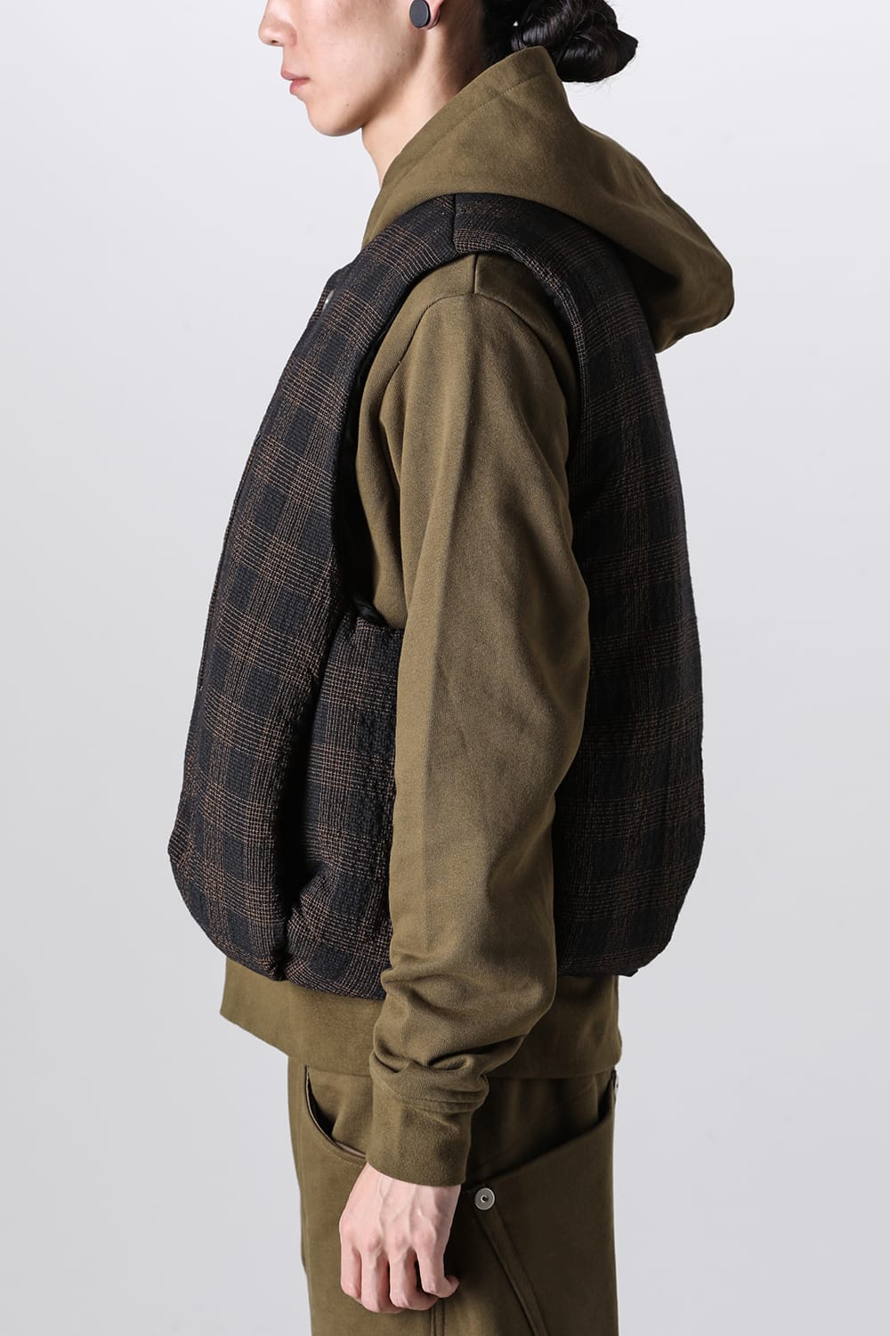 Padded Circle Vest Wool Check