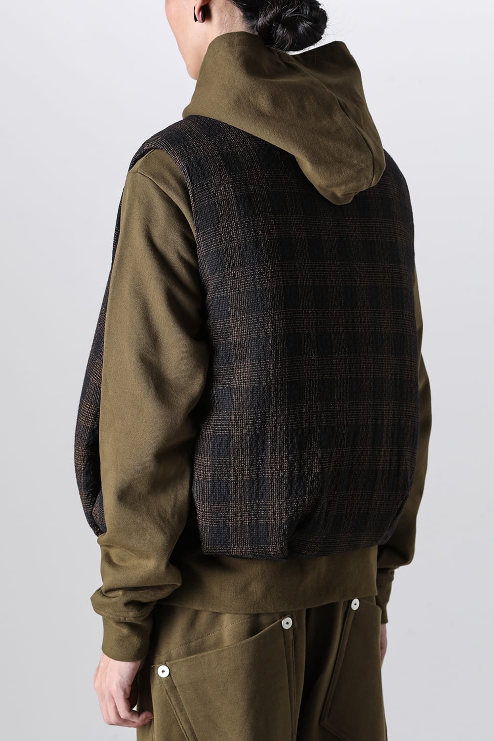 Padded Circle Vest Wool Check