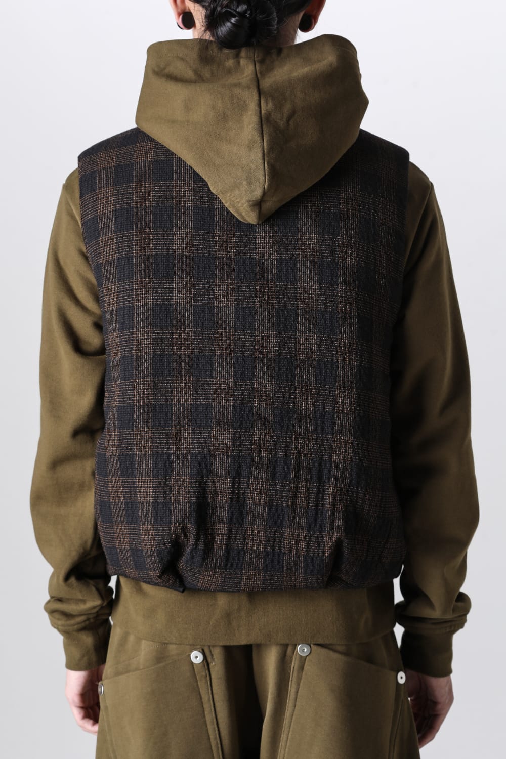 Padded Circle Vest Wool Check