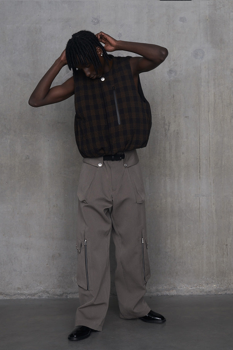 Padded Circle Vest Wool Check