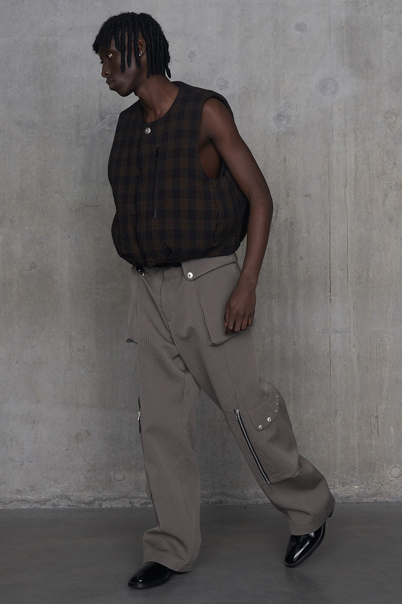 Padded Circle Vest Wool Check