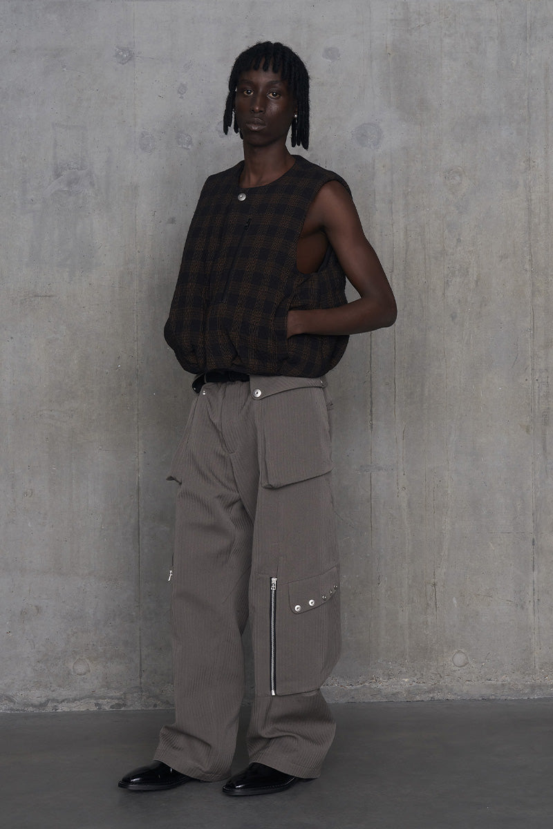 Padded Circle Vest Wool Check