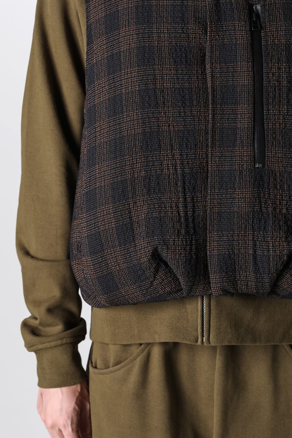 Padded Circle Vest Wool Check