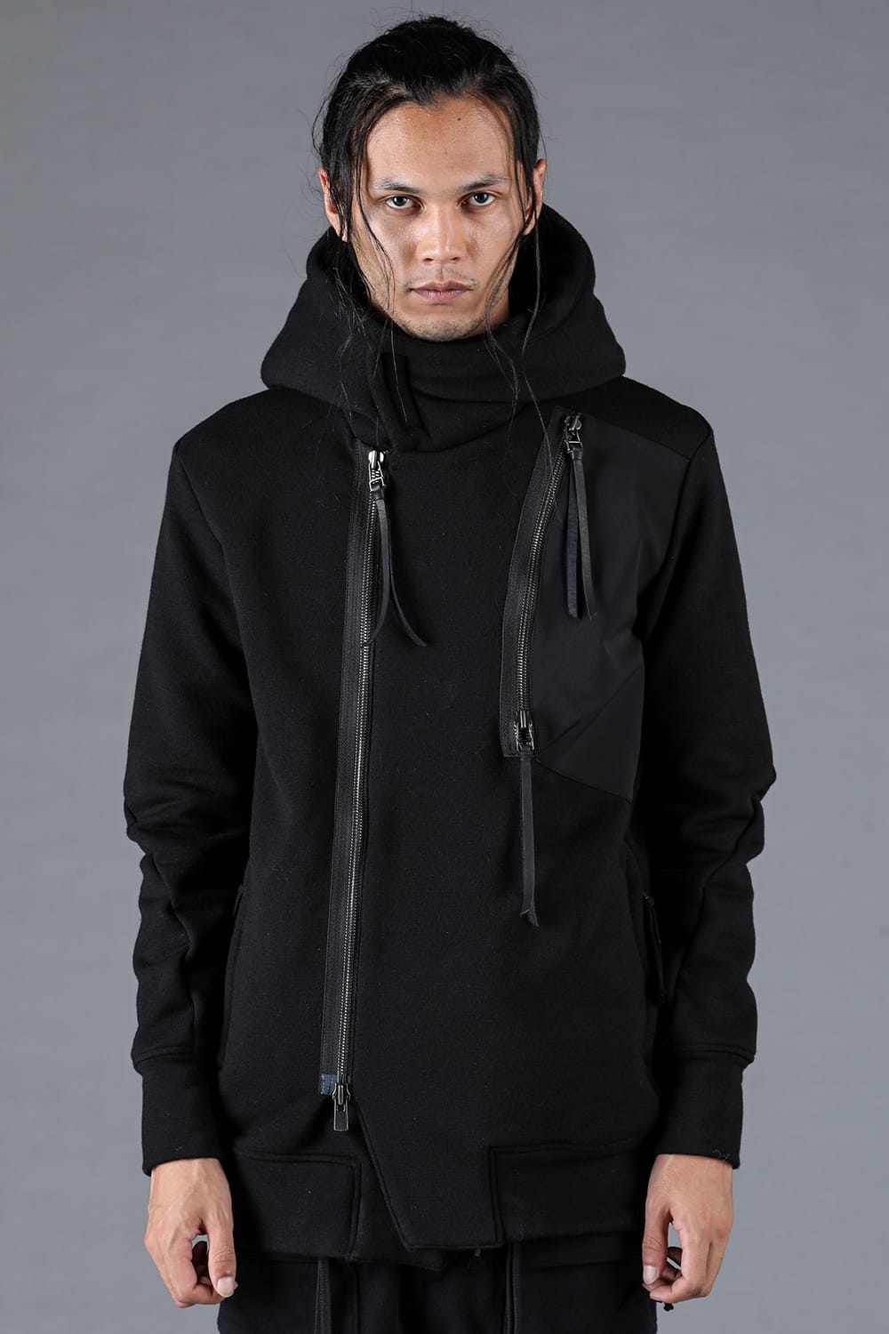 Wool Untwisted Yarn Backed Double-breasted Hooded Jacket