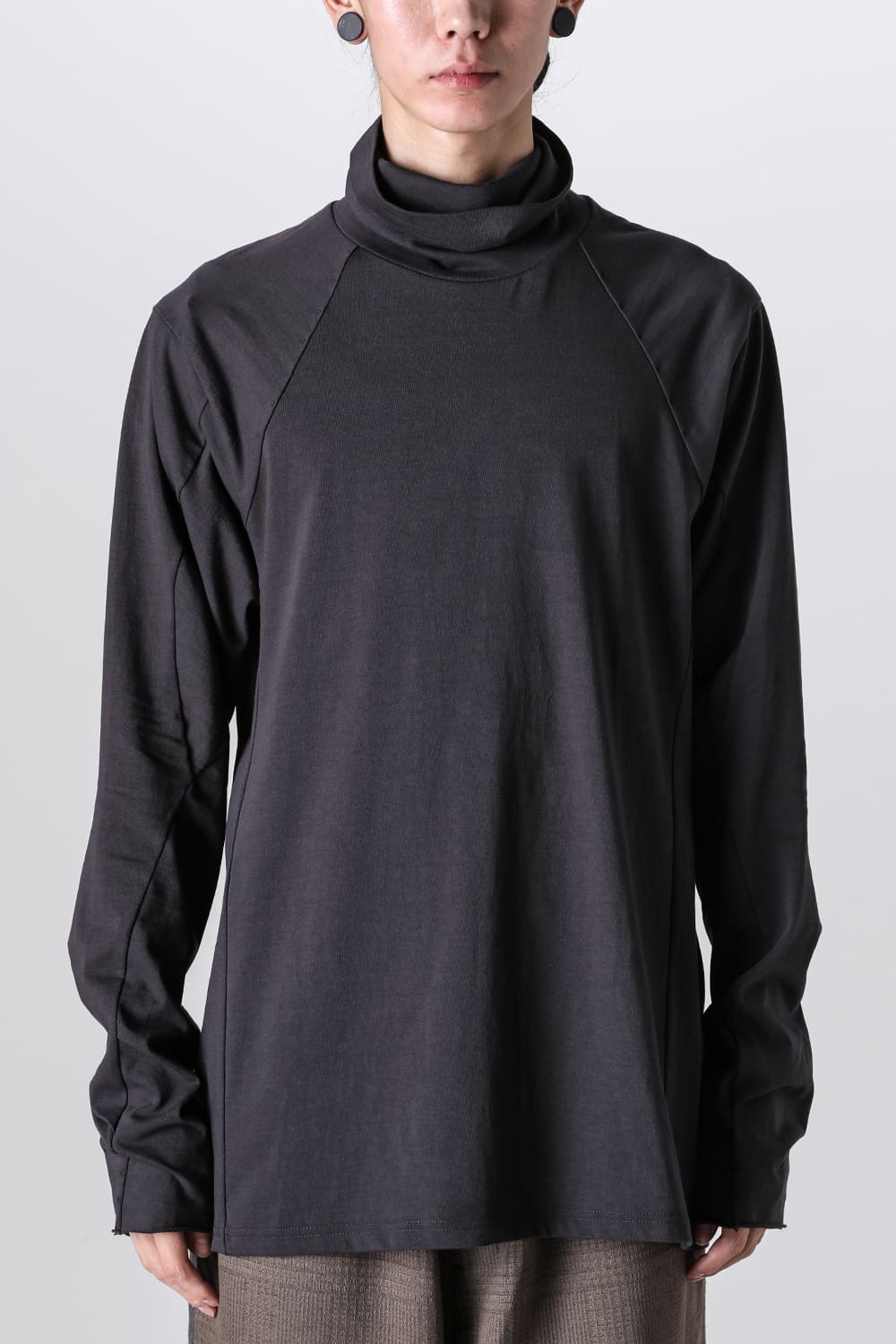 High neck long sleeve soft jersey Dark Chocolate