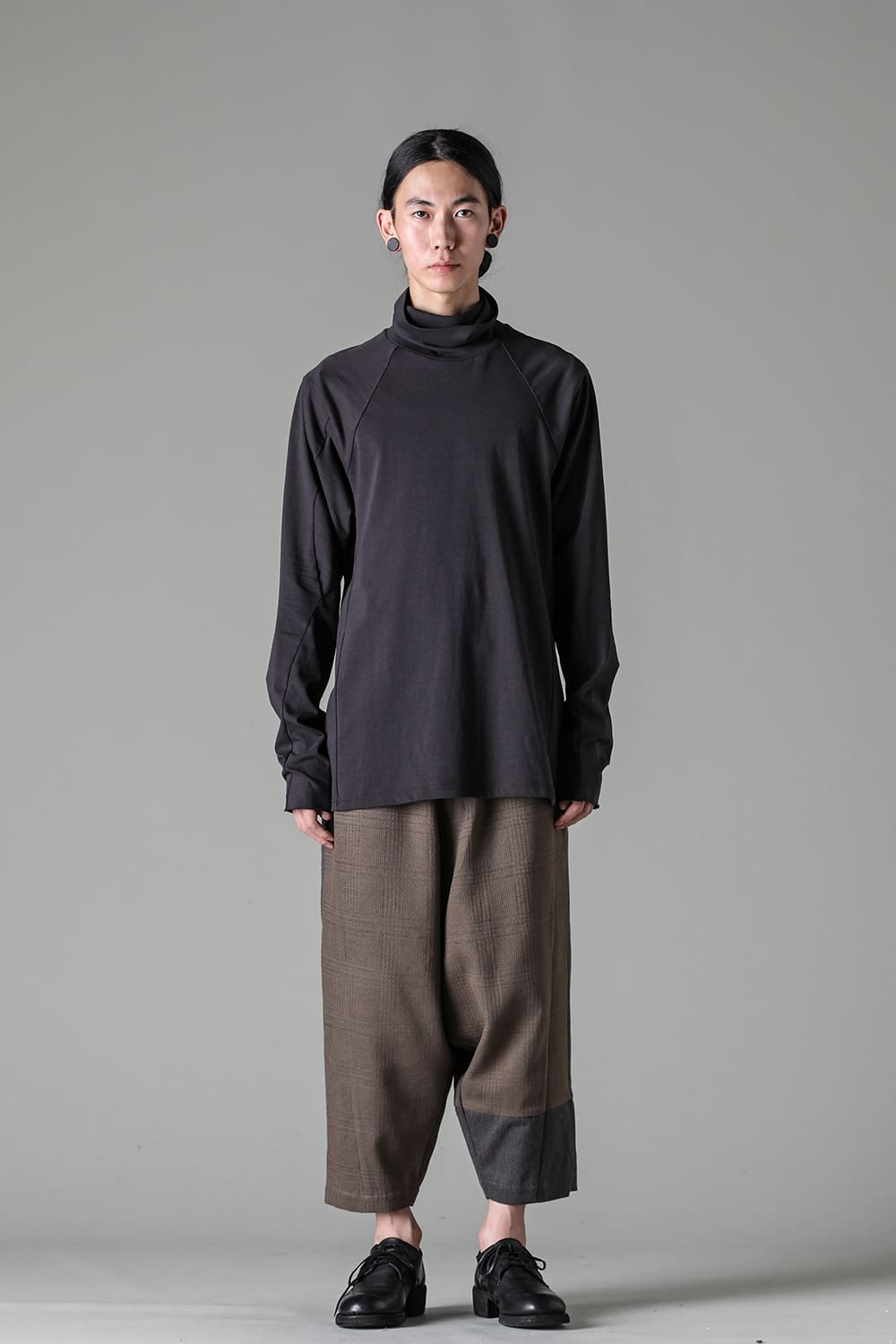 High neck long sleeve soft jersey Dark Chocolate