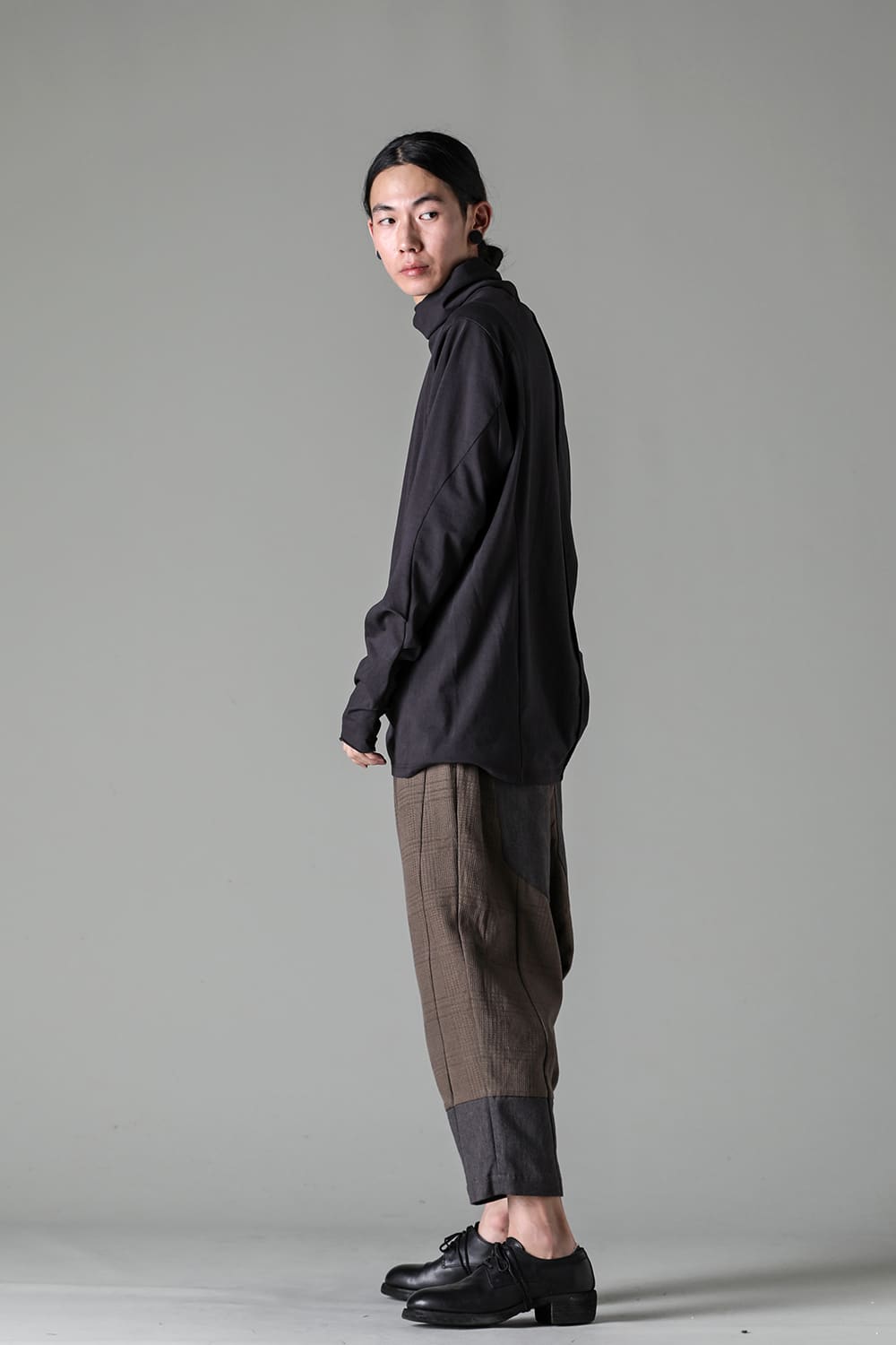 High neck long sleeve soft jersey Dark Chocolate