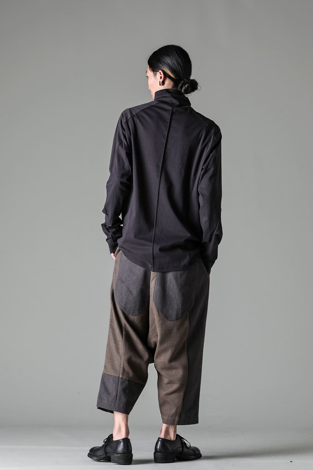 High neck long sleeve soft jersey Dark Chocolate