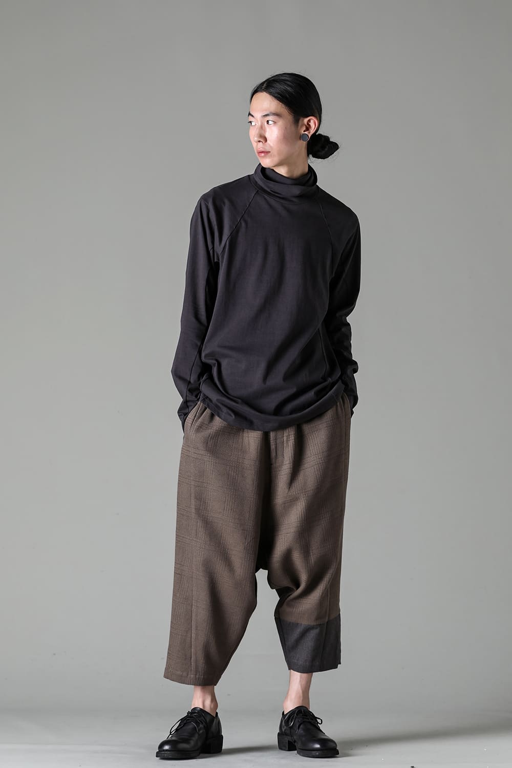 High neck long sleeve soft jersey Dark Chocolate