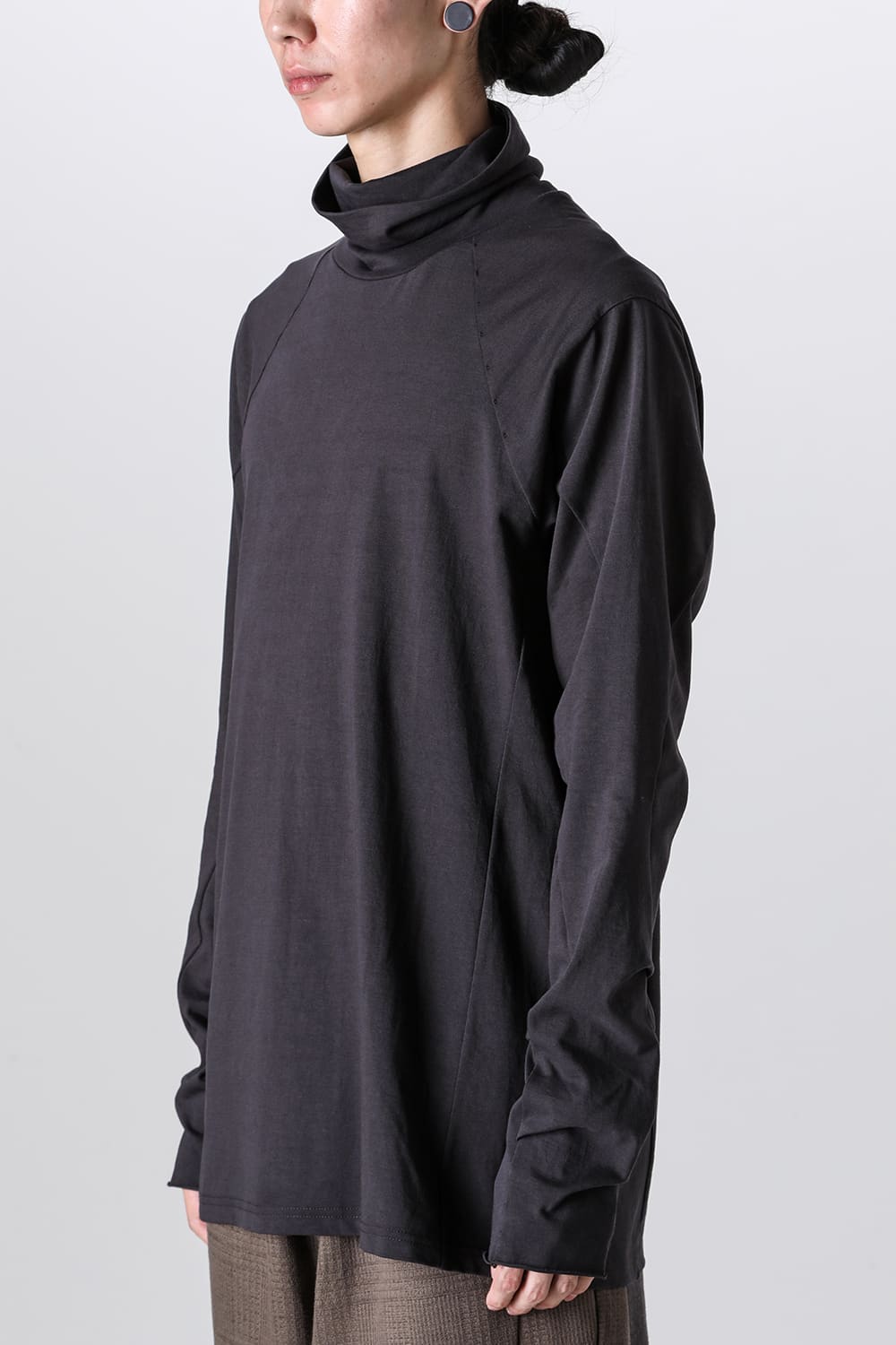 High neck long sleeve soft jersey Dark Chocolate