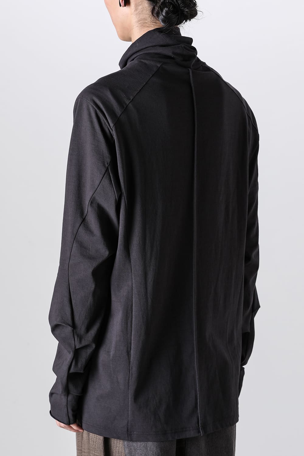 High neck long sleeve soft jersey Dark Chocolate