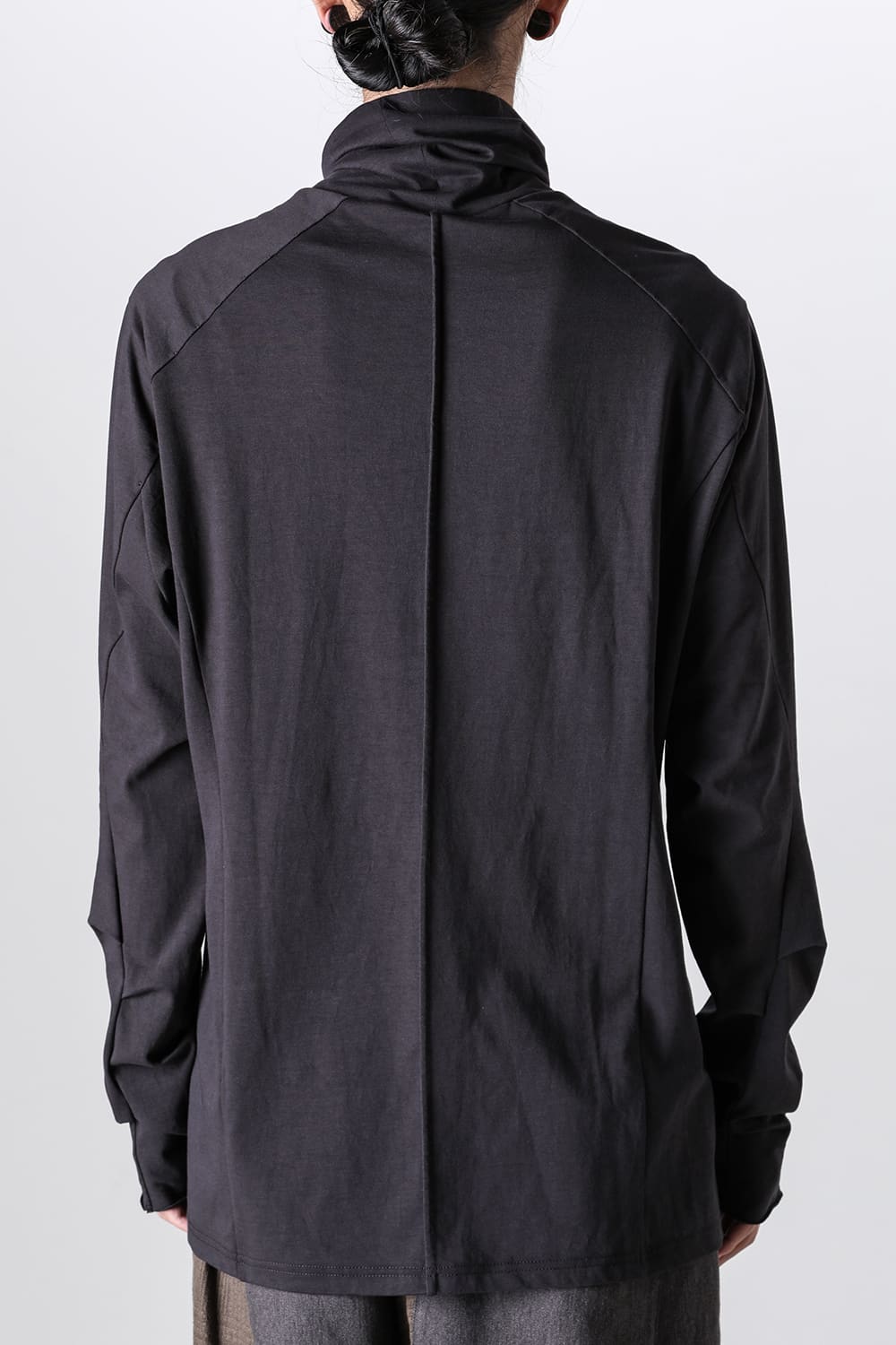 High neck long sleeve soft jersey Dark Chocolate