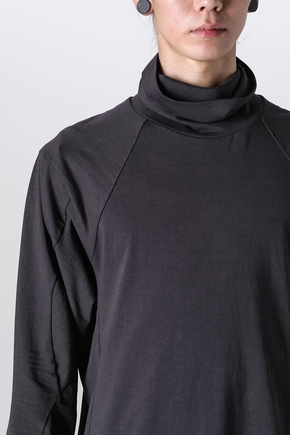 High neck long sleeve soft jersey Dark Chocolate