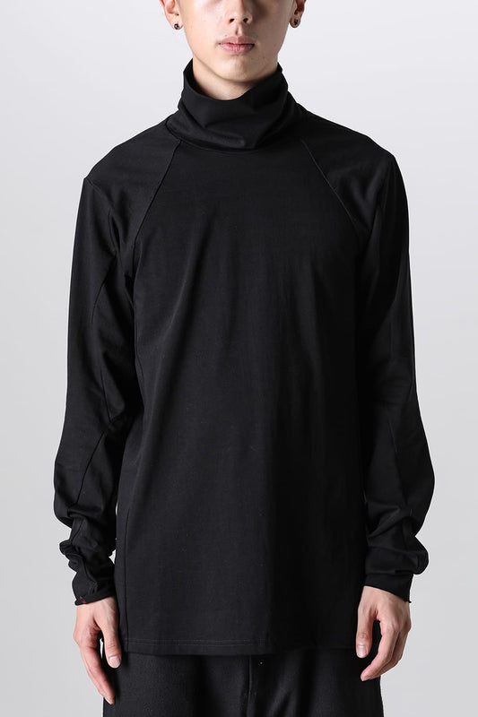 High neck long sleeve soft jersey Black