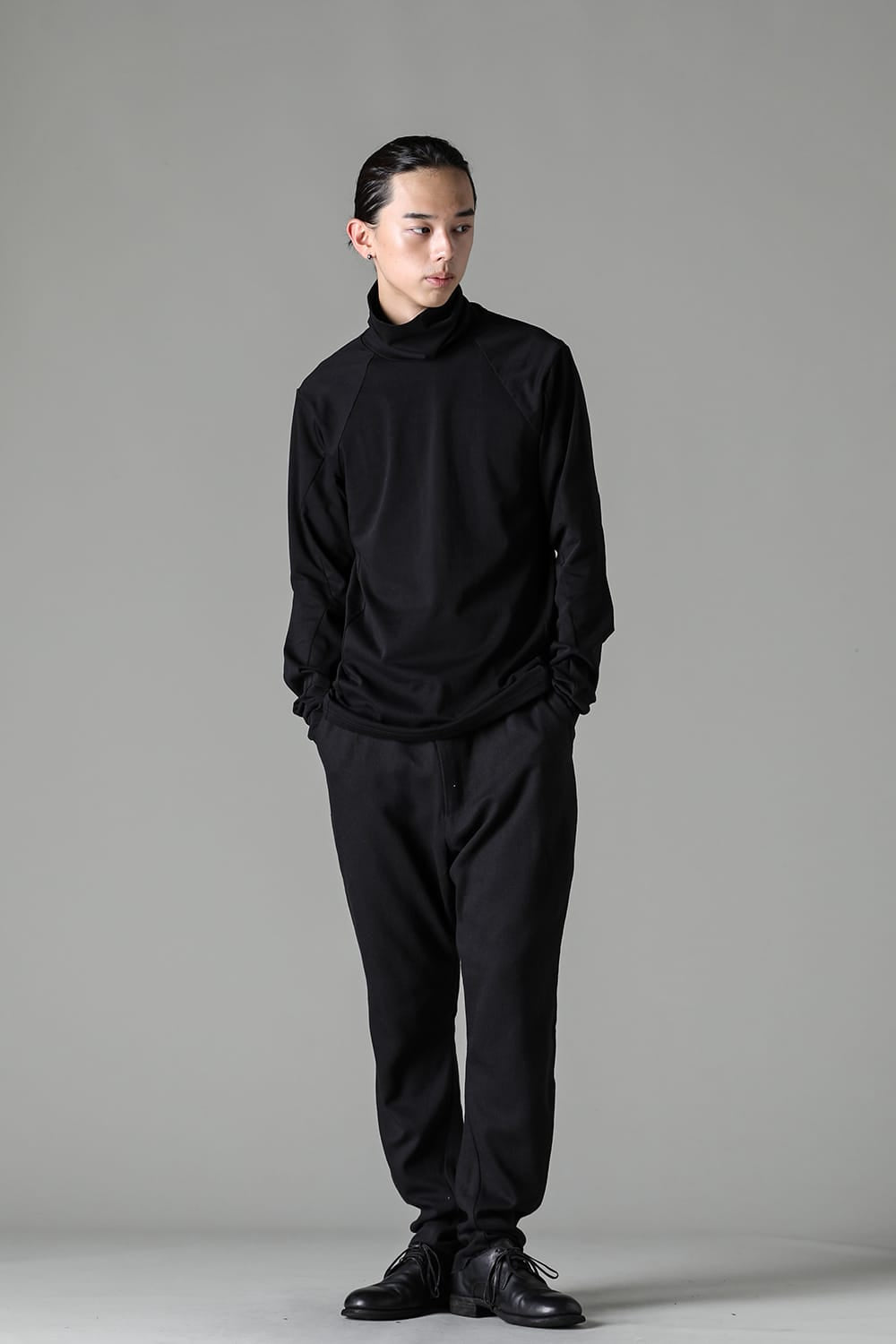 High neck long sleeve soft jersey Black