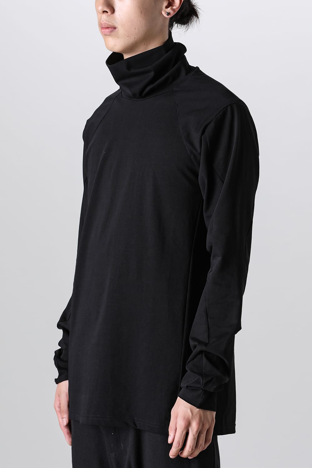 High neck long sleeve soft jersey Black