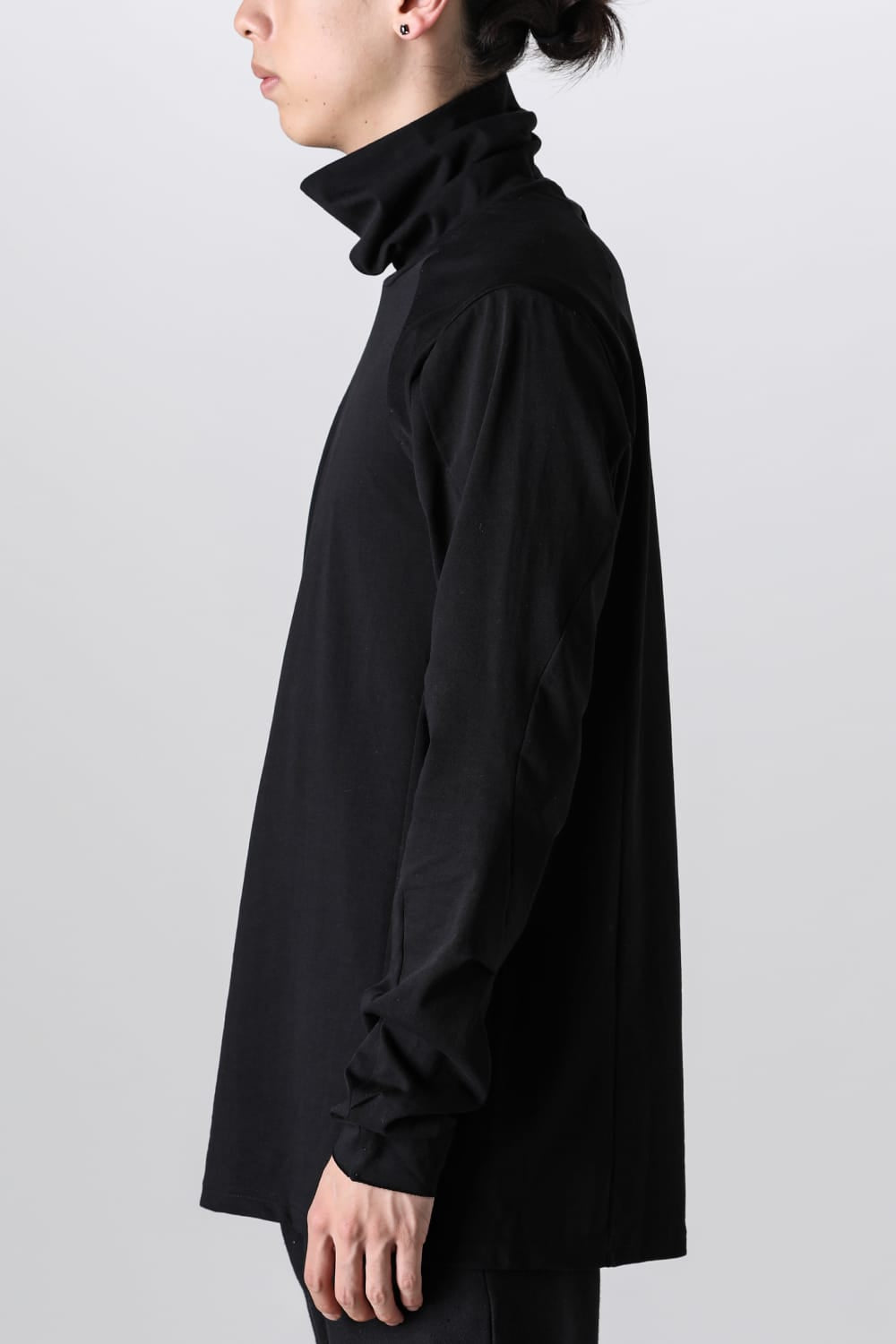 High neck long sleeve soft jersey Black