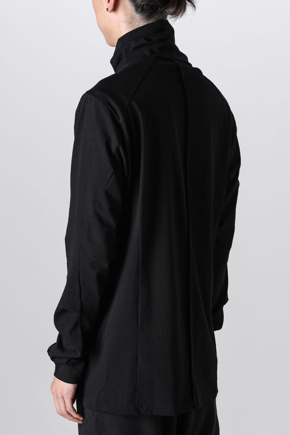 High neck long sleeve soft jersey Black