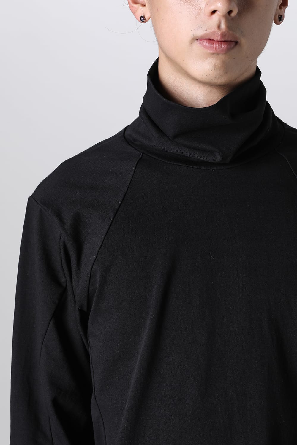 High neck long sleeve soft jersey Black