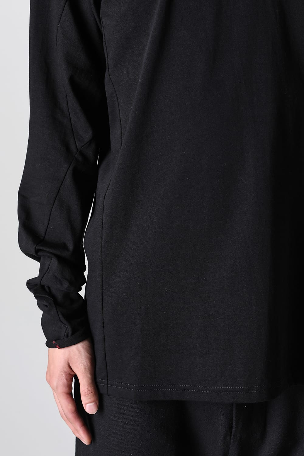 High neck long sleeve soft jersey Black