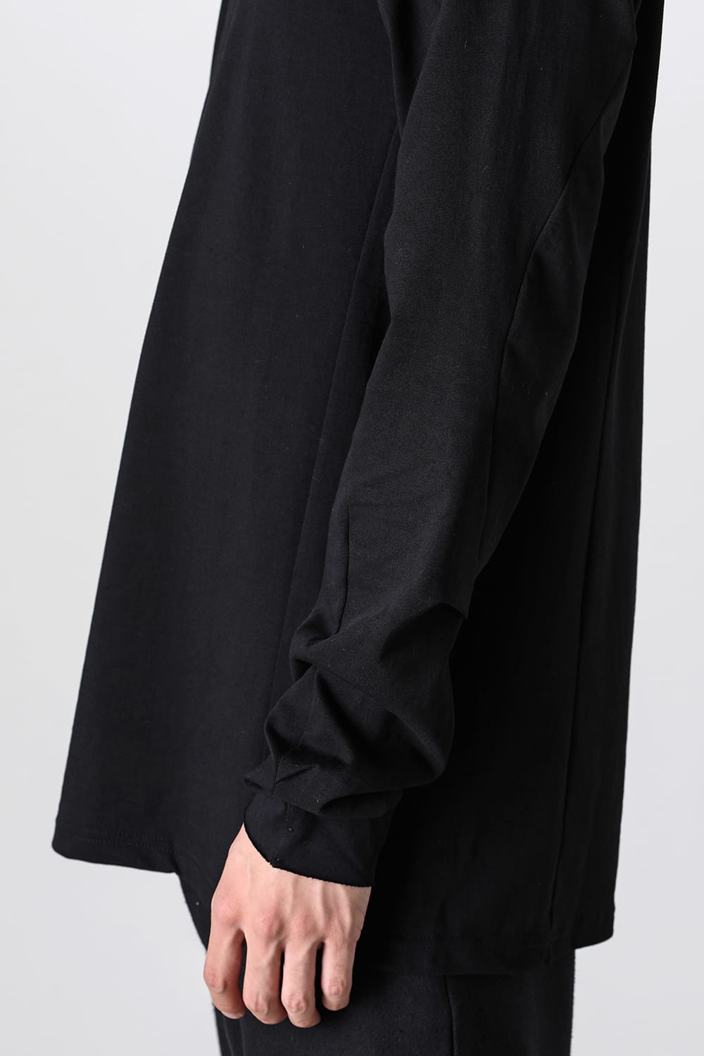 High neck long sleeve soft jersey Black