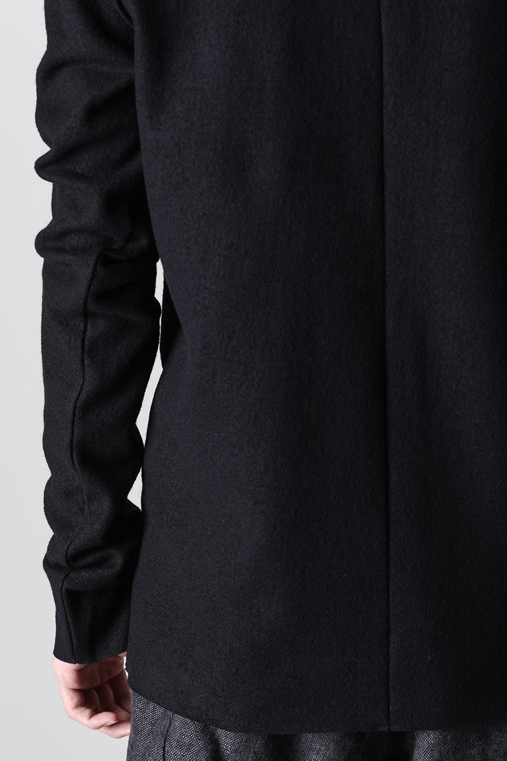 High Neck Long Sleeve T-Shirt Compressed Washer Wool Jersey Black