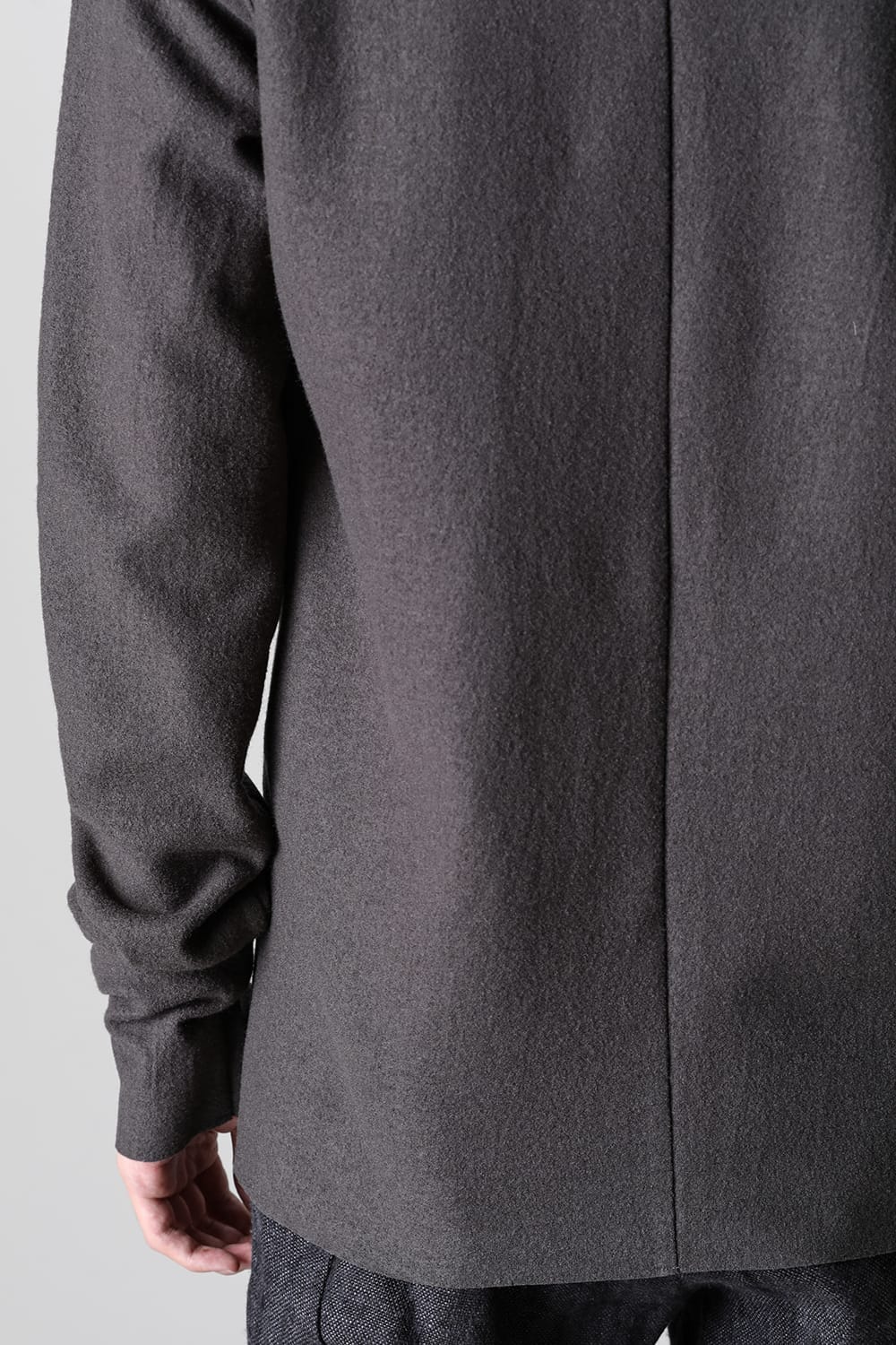 High Neck Long Sleeve T-Shirt Compressed Washer Wool Jersey Charcoal