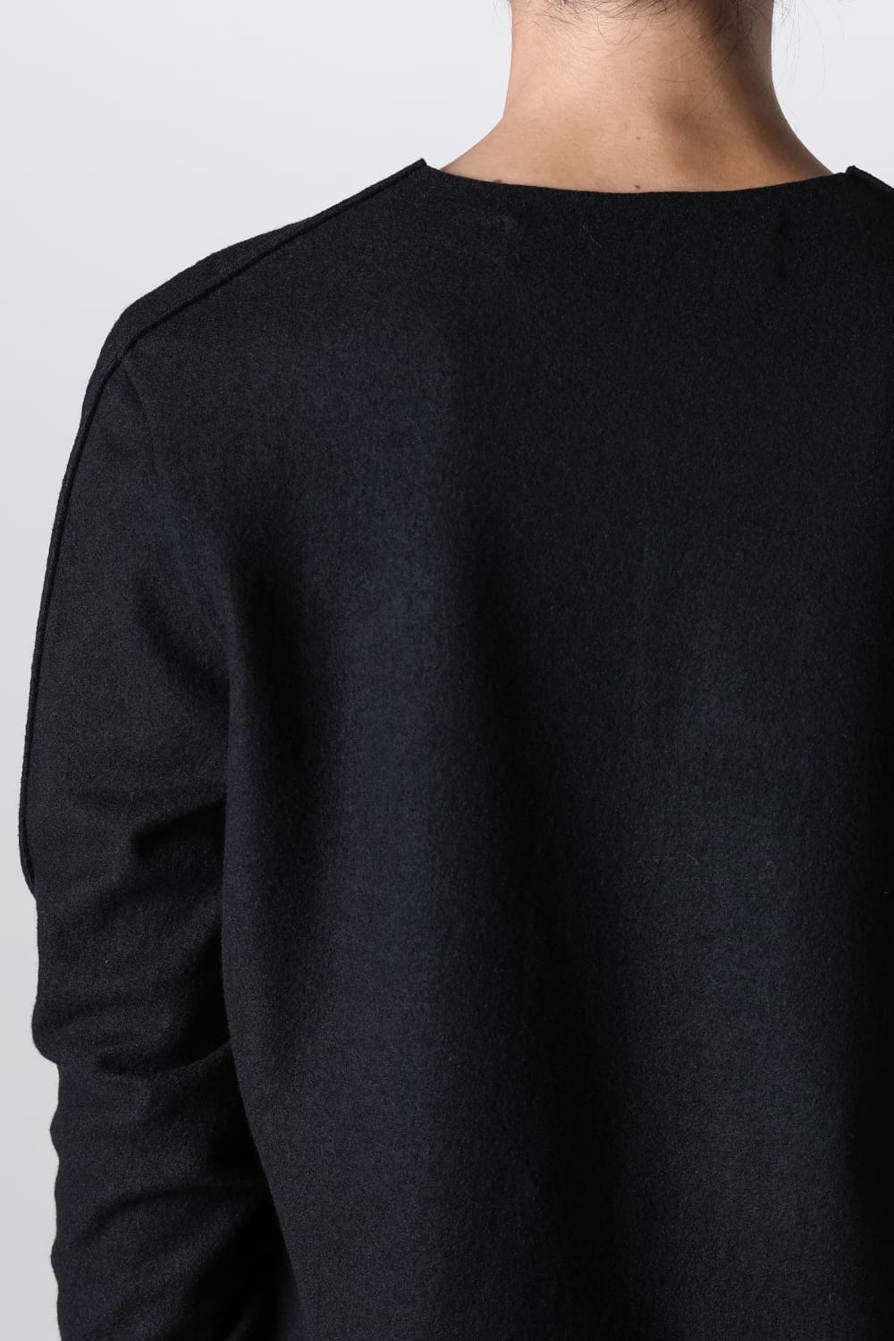 Basic Long Sleeve T-Shirt Compressed Washer Wool Jersey Black