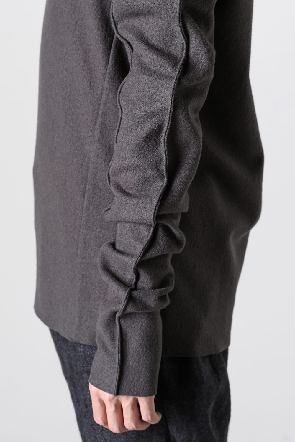 Basic Long Sleeve T-Shirt Compressed Washer Wool Jersey Charcoal