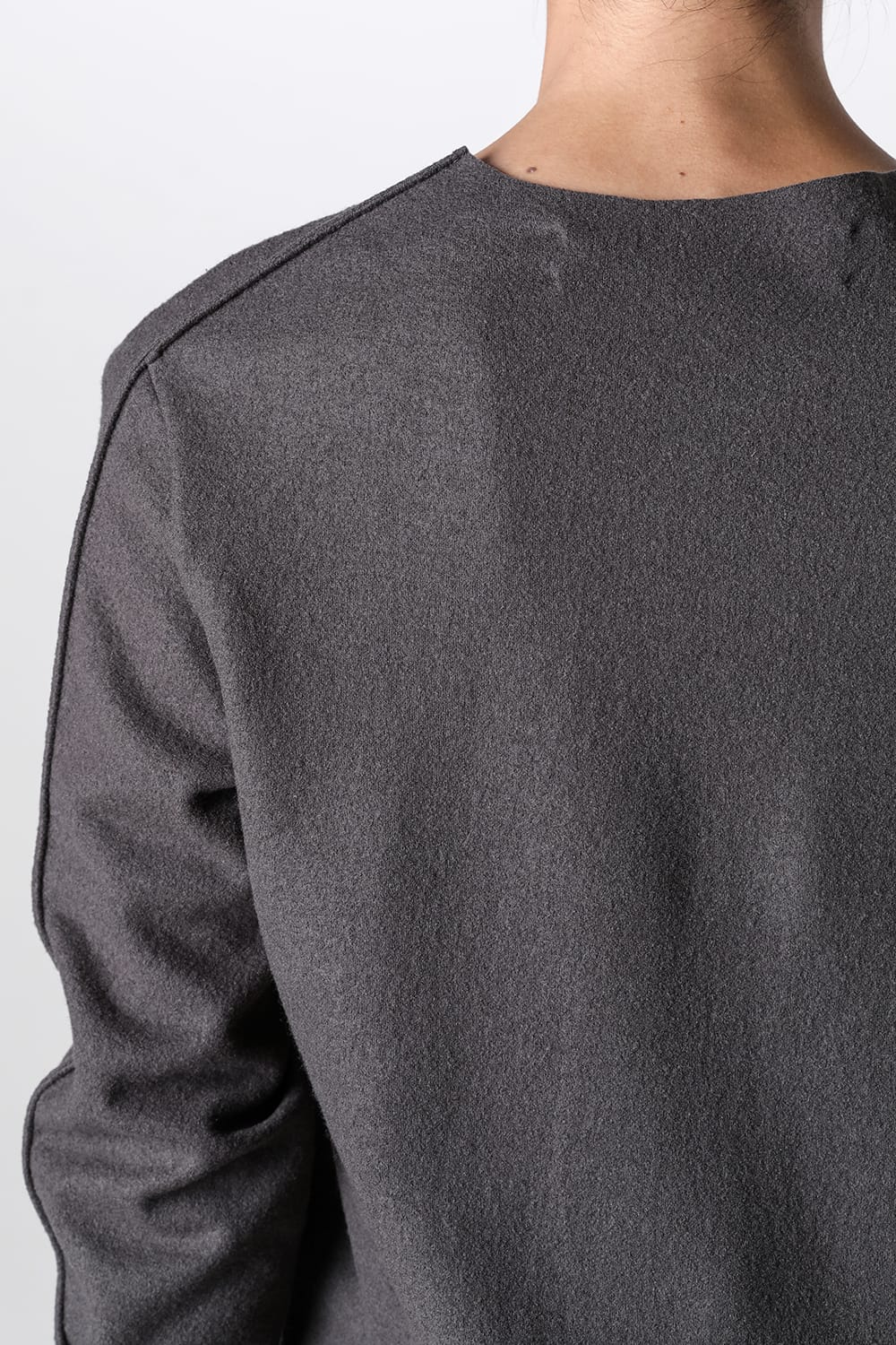 Basic Long Sleeve T-Shirt Compressed Washer Wool Jersey Charcoal